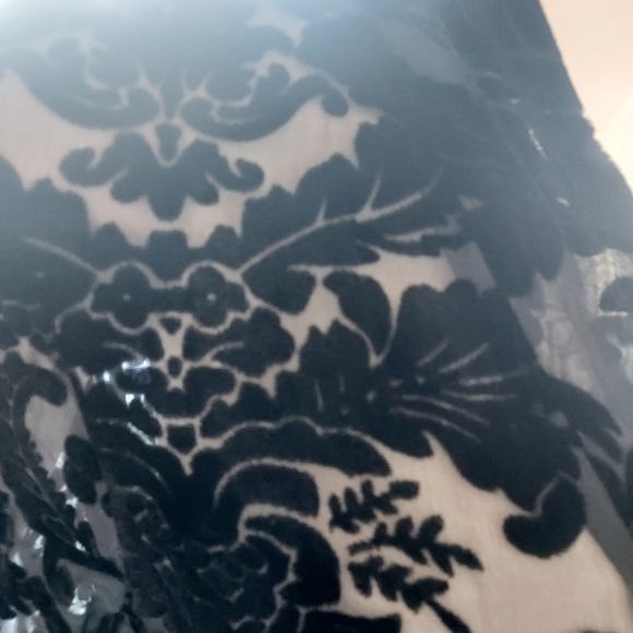 Soft Surroundings Velvet Lace Burnout Kimono with Fringed Hem and Tie Waist. - Picture 7 of 15